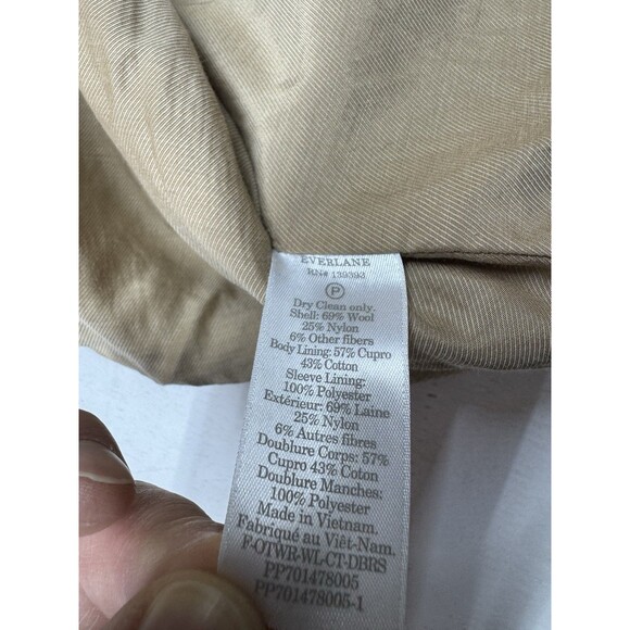 Everlane Womens Button Up The Cocoon Wool Blend Pea Coat Beige Size 10 - Picture 8 of 8